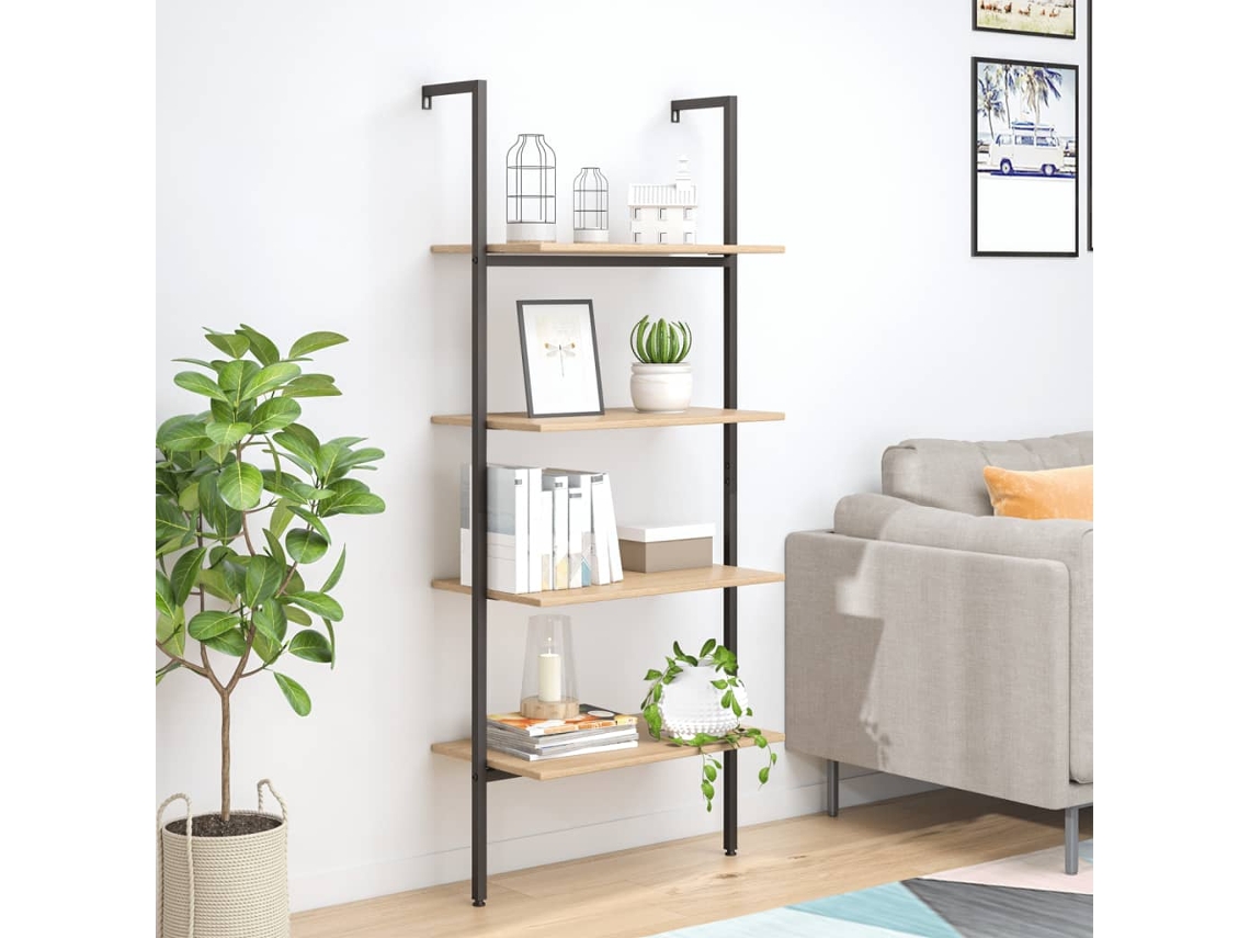 Vidaxl Unidade 4 Prateleiras 64x35x152,5 Cm Castanho-claro E Preto