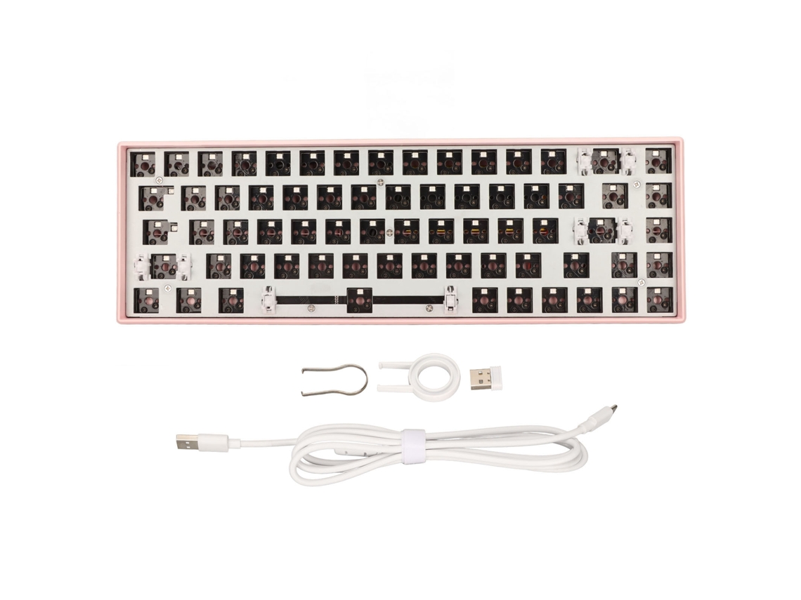 Kit Diy De Teclado Mecânico De 68 Teclas Rgb Sem Fio Com Fio Tipo C Bluetooth Hot Swap Para Ios Rosa Slowmoose