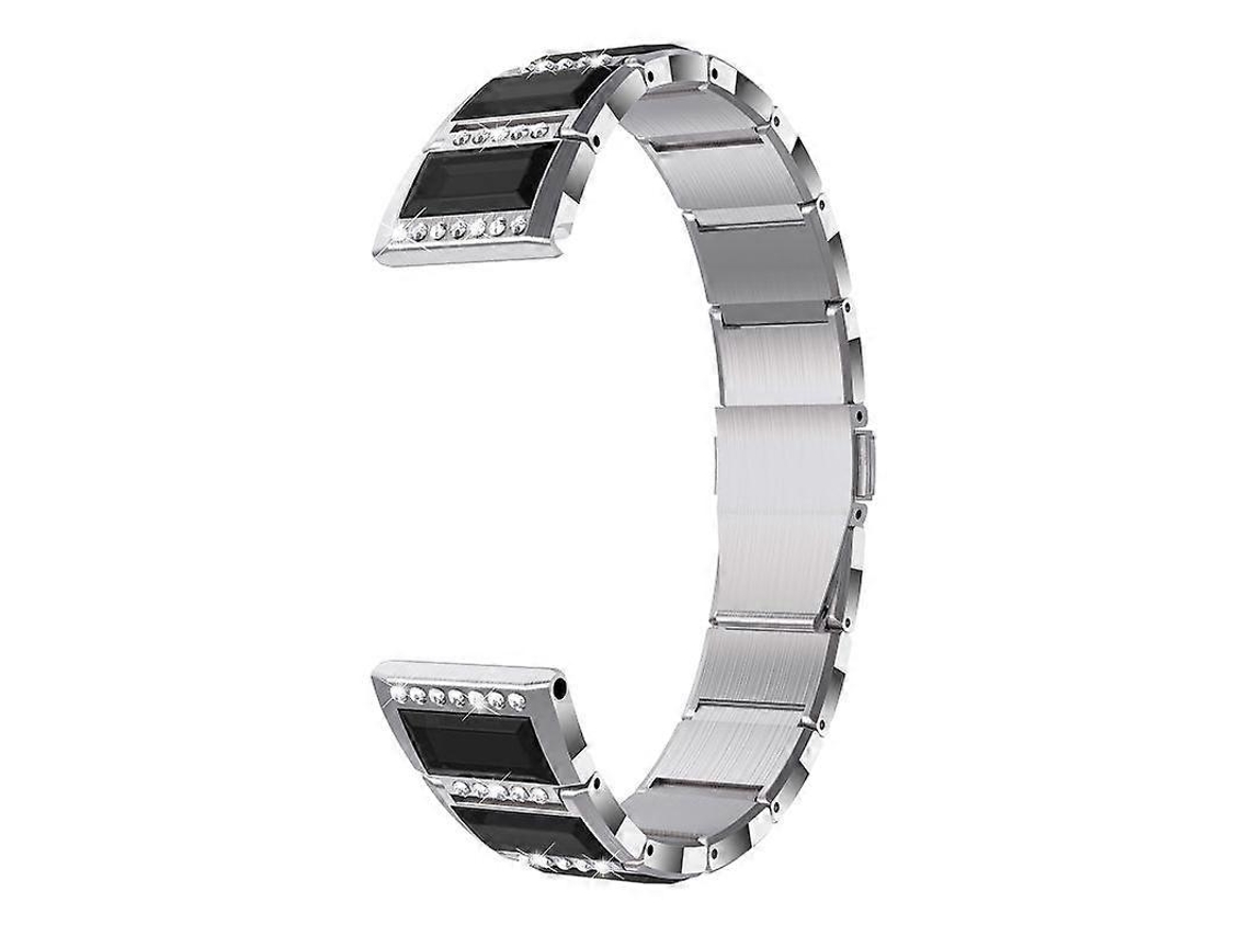 Pulseira De Aço Inoxidável Cravejada De Diamantes Para Samsung Galaxy Watch 3 De 41 Mm (preta + Branca)