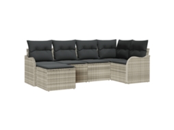 Conjunto 6 Sofá De Jardim Vidaxl Cinzento-claro Vime Pe (55 X 55 X 37 Cm)