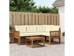 Vidaxl Conjunto De Sofás Para Exterior 5 Unid. Natural E Creme