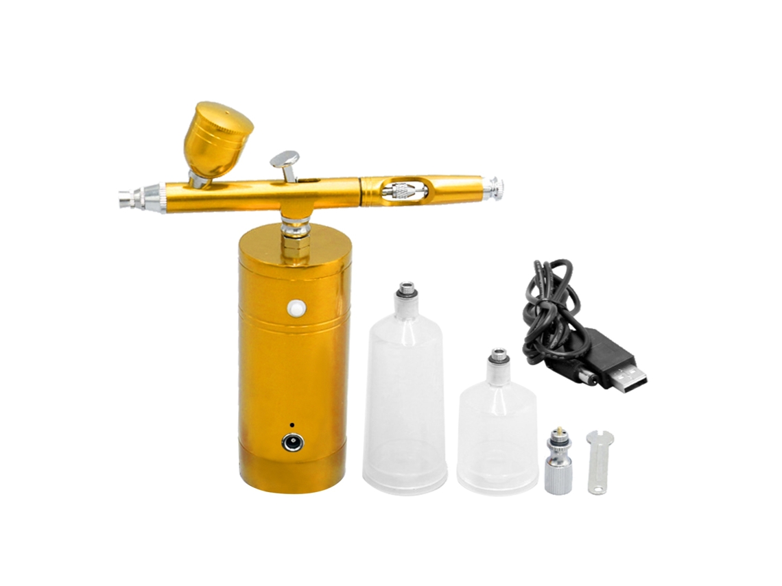Kit de aerógrafo recarregável via USB com compressor portátil, pistola de aerógrafo de 0,3 mm para maquiagem de efeitos especiais, tatuagens, pintura e hidratação.