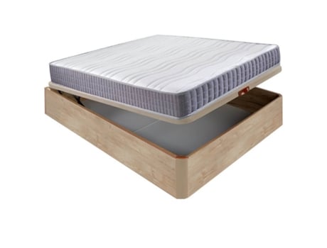 Conjunto de Colchão e Somier AZNAR (135x190cm - Viscoelástico e Madeira - Branco)