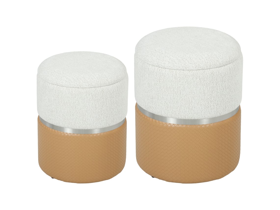 Baús de Armazenamento Chenille, Couro Sintético Cor Creme e Castanho 36x36x45 cm Homcom