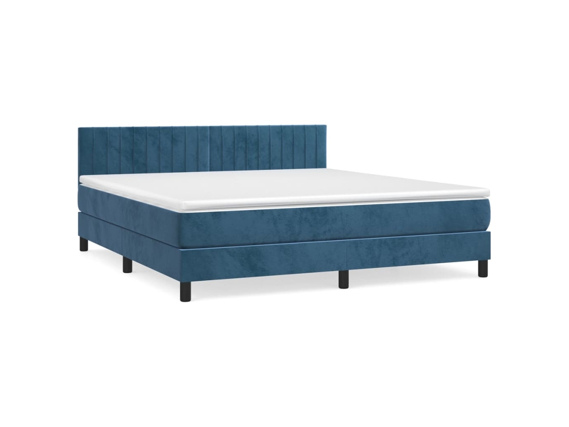 Cama com Molas/colchão 180x200 Cm Veludo Azul escuro MAISON EXCLUSIVE