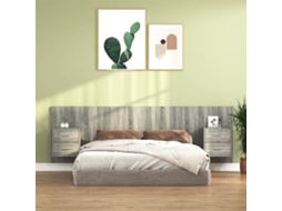 Bed Headboard With Cabinet, Bed Headboards With Cabinets Vidaxl Cinzeto Madeira Processada (n/a)