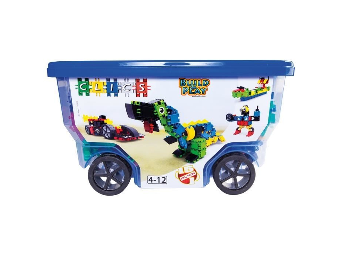 Jogo de construção Rollerbox 15 em 1 - CLICS - 305 cliques - 72 acessórios - brinquedos infantis STEM