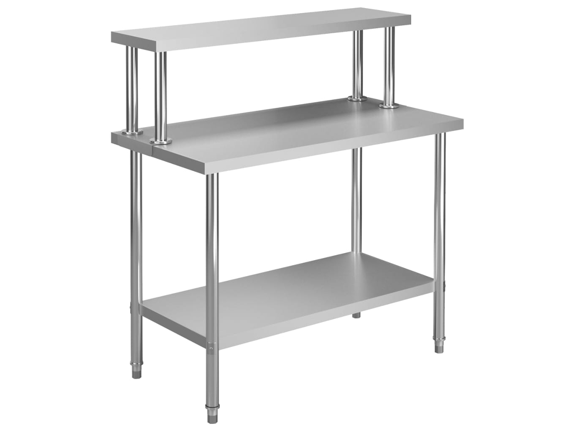 Vidaxl Mesa Trabalho Cozinha C/ Prateleira 120x60x120cm Aço Inoxidável