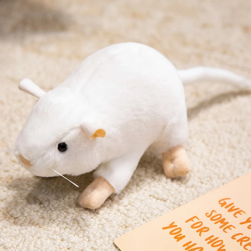 Brinquedo de Pelúcia de Rato Anime Realista e Fofo MDUG (branco, 17 Cm)