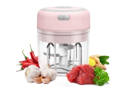 Cortador de alho elétrico mini 2026, 250ml, moedor de carne para legumes, frutas, cebolas, alho, rosa.
