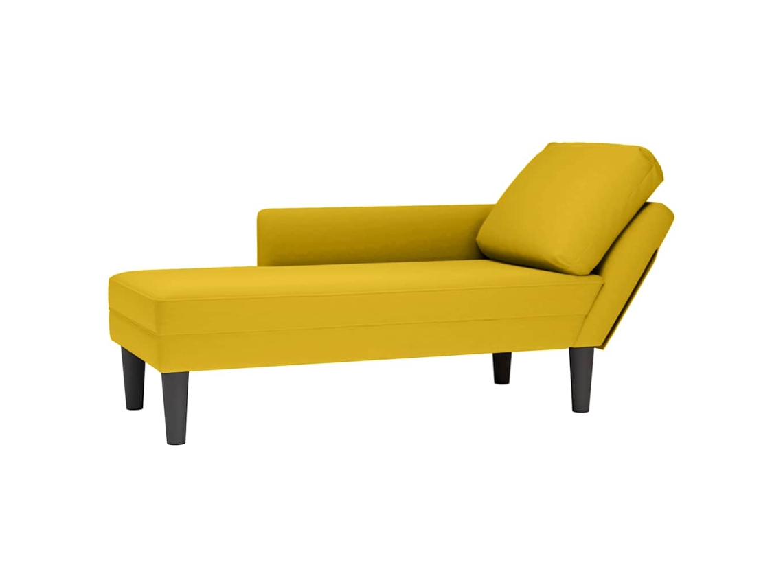 Vidaxl Chaise Lounge C/almofada/apoio De Braços Direito Veludo Amarelo