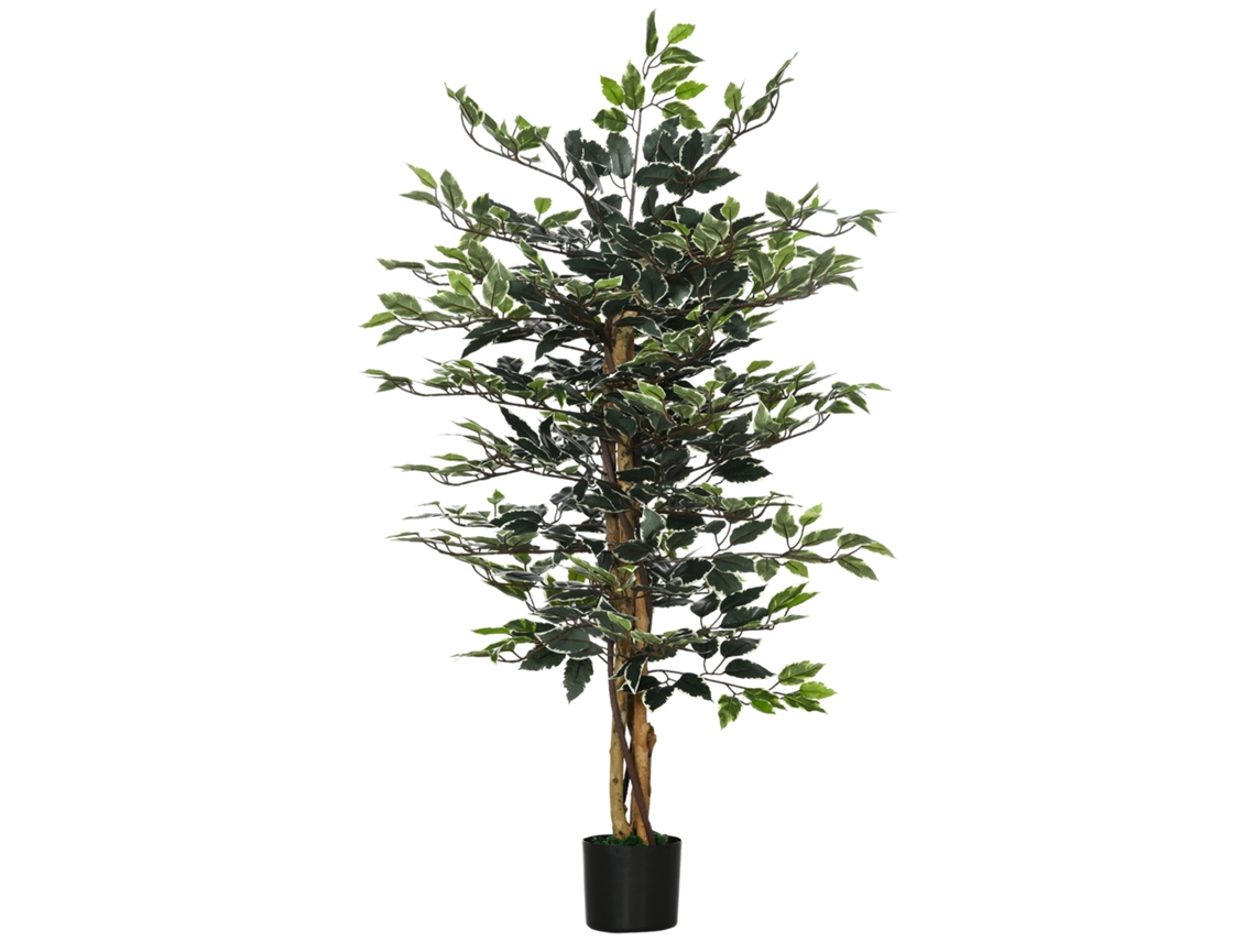 Planta Artificial de Figo 130cm com 702 Folhas e 3 Troncos,vaso Ø15x12.5cm para Interior e Exterior BTFORUS