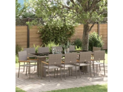 Vidaxl Conjunto De Jantar Para Jardim 11 Pcs Cinzeto Vime Pe
