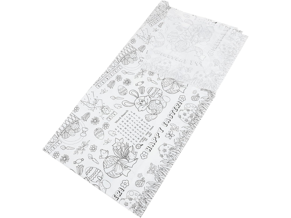 Toalha De Mesa Decorativa Retangular De Papel, Com Estampa De Páscoa, Branca E Impermeável.