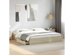 Vidaxl Estrutura De Cama C/ Gavetas Derivados Madeira Carvalho Sonoma