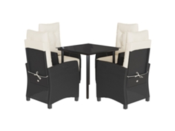 Conjunto de 5 Jantar para Jardim com Almofadões Vime Pe Preto MAISON EXCLUSIVE