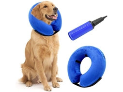 Collar Inflável Para Cães Gatos Mascotas, Cone Suave Ajustável Para Evitar Toque Em Feridas Tamanho Xl Azul