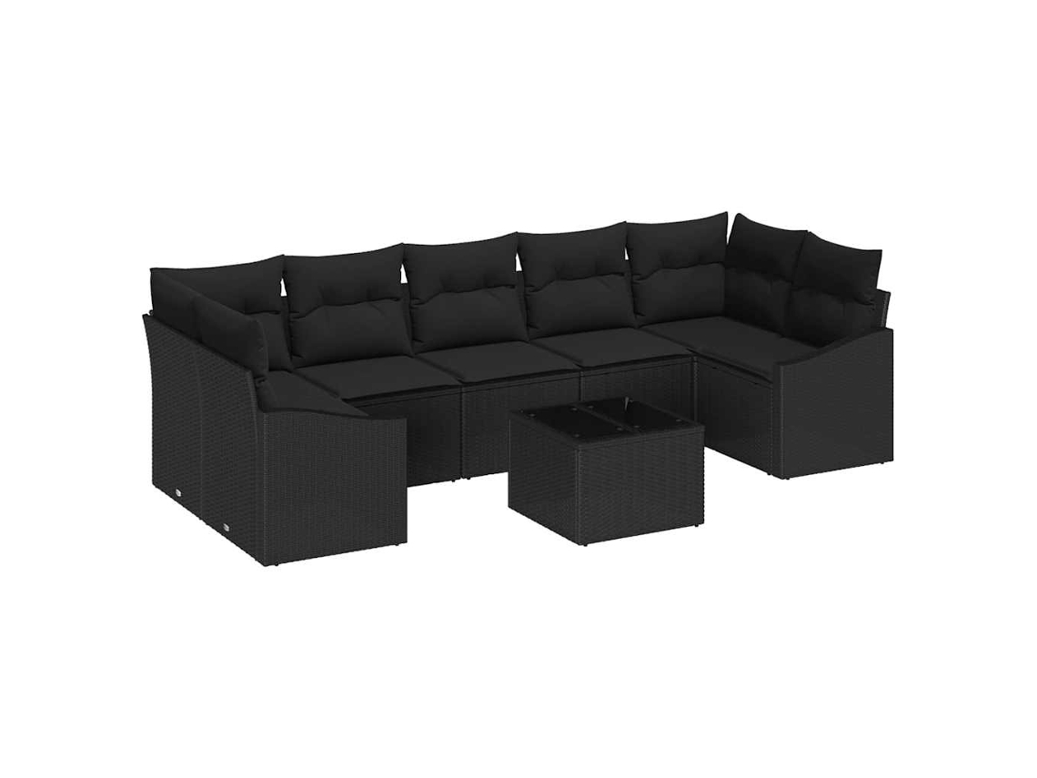 Maison Exclusive - Conjunto De Sofás Com Almofada 8 Pcs Preto Vime Pe