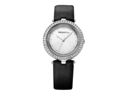 Relógio Casual Feminino Analógico com Strass e Pulseira Pu Quartzo Preto e Branco