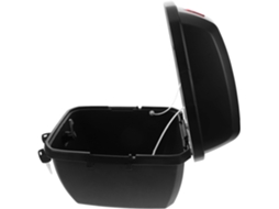 Baú Traseiro Para Motocicleta, Com Tampa, Em Material Resistente Preto Fosco.