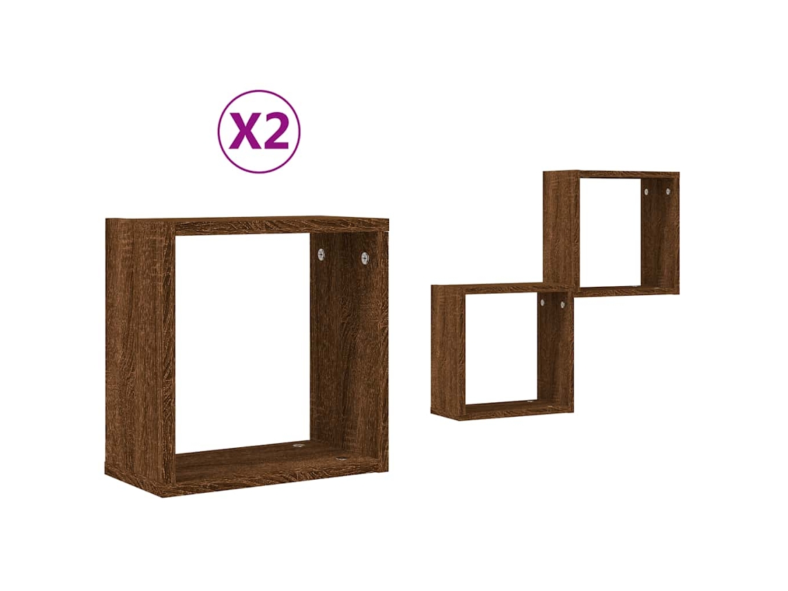 Wall Cube Shelf, Wall Cube Shelves Vidaxl Marrom Madeira Processada (30 X 15 X 30 Cm)
