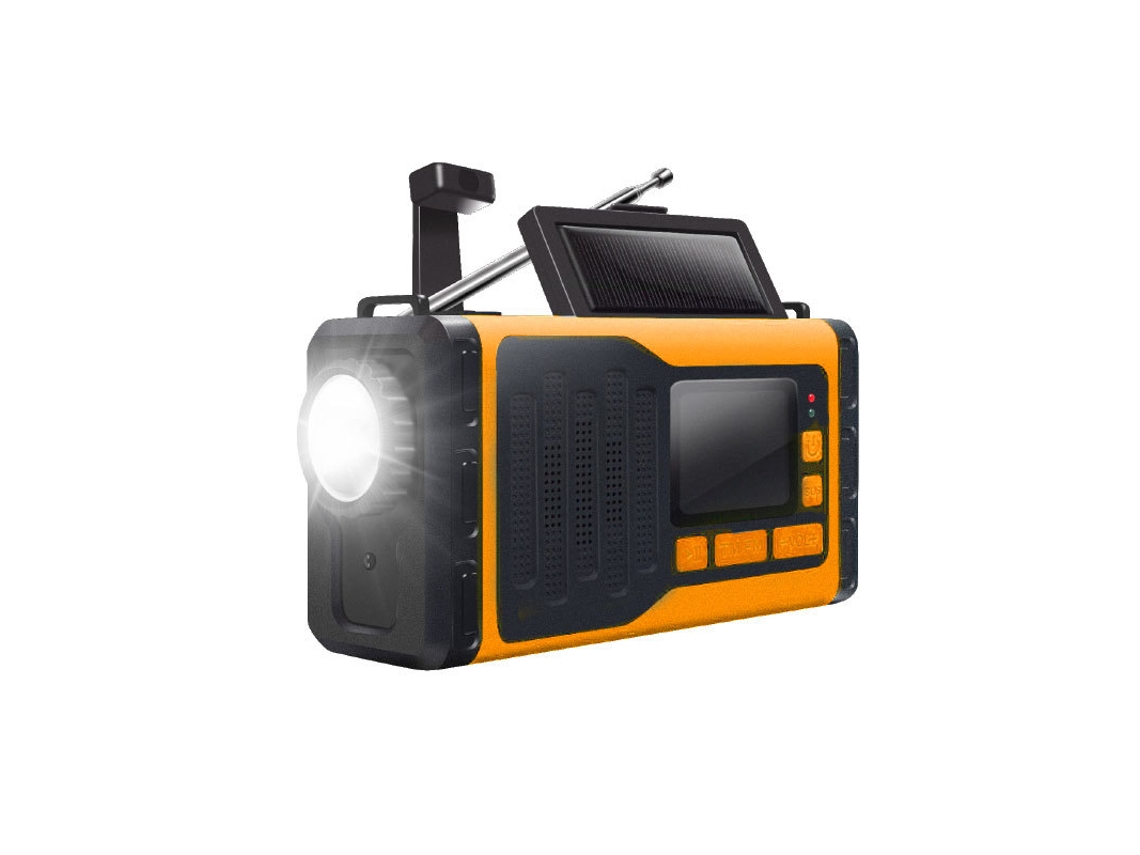 RÁDIO DE MANIVELA AQUAFORGE com célula solar, lanterna, bateria externa de 2000mah, emergência