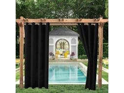 Cortina Blackout Térmica, Para Varanda, Jardim E Banheiro, Ilhós, Privacidade, Proteção Uv, Resistente Vento, 2 Peças, 132 X 238 Cm, Preto