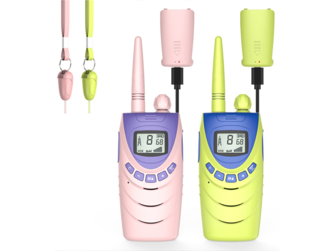 Pacote Com 2 Unidades De Pó Walkie Talkie Verde, Recarregável Para Crianças Brilvibera