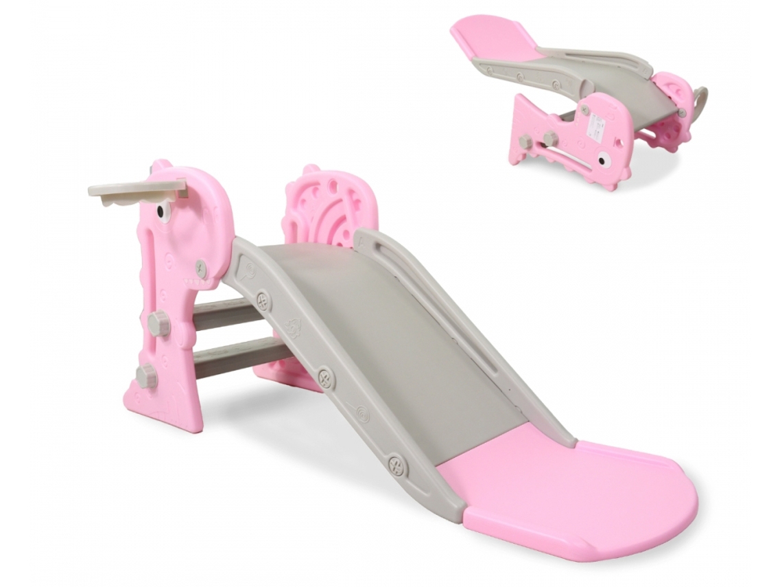 Escorrega Infantil Dobrável Degraus Antiderrapantes Capacidade Máx. 35Kg Rosa Dino (Idade minima recomendada: 4 anos)