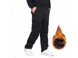 2026 calças de Inverno para Homem com Forro Grosso Polar Casual com Bolsos Qzm 4xl Negro