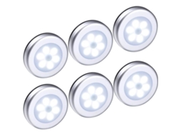 Kit com 6 Luzes de Led Sem Fio Sensor de Movimento, Ideais para Iluminar Armários, Escadas, Guarda, Roupas e Corredores, na Cor Prata BRILVIBERA