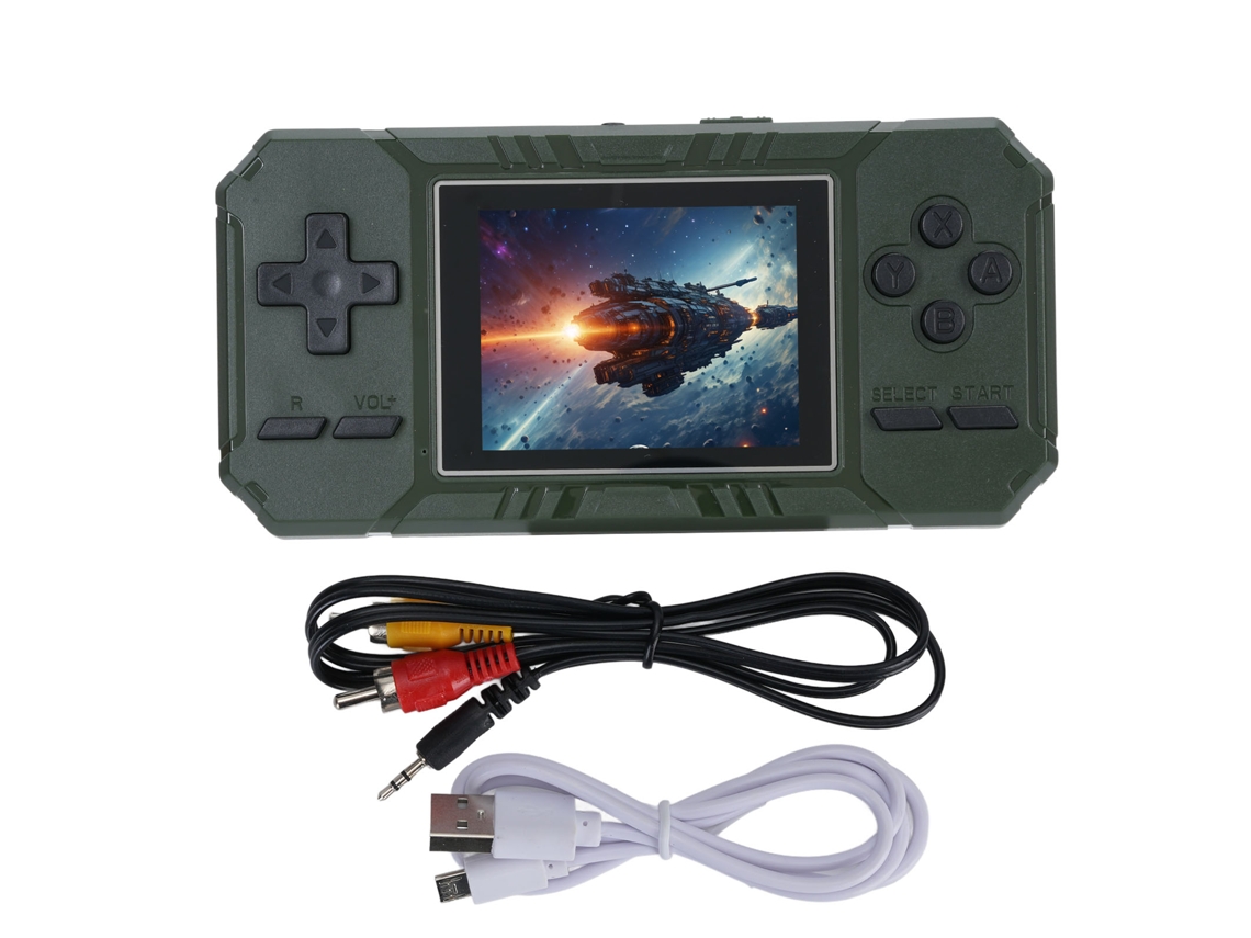 Console Mali de jogos retro, 3 polegadas, 520 jogos, portátil, suporte duplo, conexão TV, verde