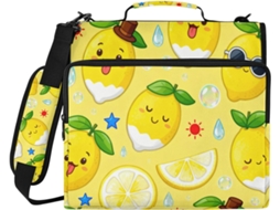 Sacola de armazenamento portátil para macarrão com zíper de 3 alças, na cor amarelo claro, com altura ideal para transporte no ombro.
