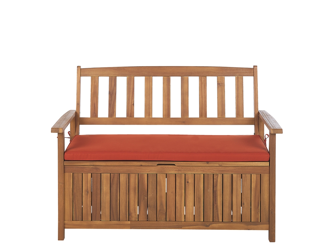 Bancos De Jardim Com Almofadas BELIANI Sovana De Madeira De Acácia Vermelho 120x60x91
