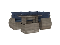 Conjunto de Sofá de Jardim, 5 Peças, Almofadas, Rattan Cinza MAISON EXCLUSIVE