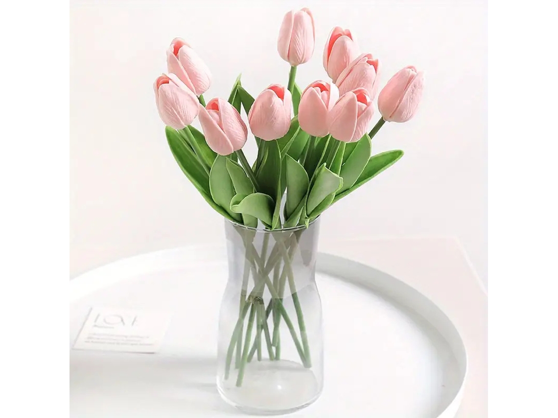 Tulipas Artificiais - Flores Falsas - Bouquet Decorativo - Flores Para Decoração De Casa - 33,5 Cm - Pu - Rosa