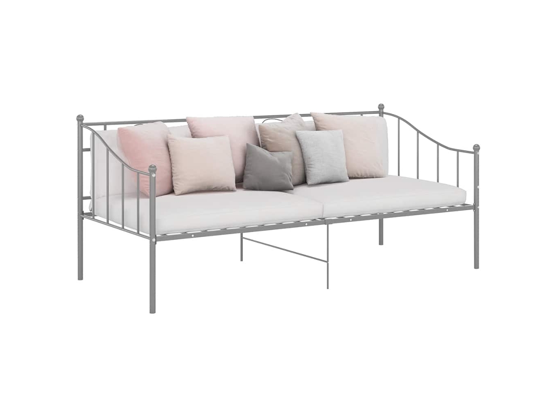 Vidaxl Sofá-cama 90x200 Cm Metal Cinzento