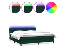 Cama Box Spring com Colchão e Led 180x220cm Veludo Verde escuro MAISON EXCLUSIVE