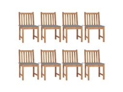 Vidaxl Cadeiras De Jardim 8 Pcs C/ Almofadões Madeira De Teca Maciça