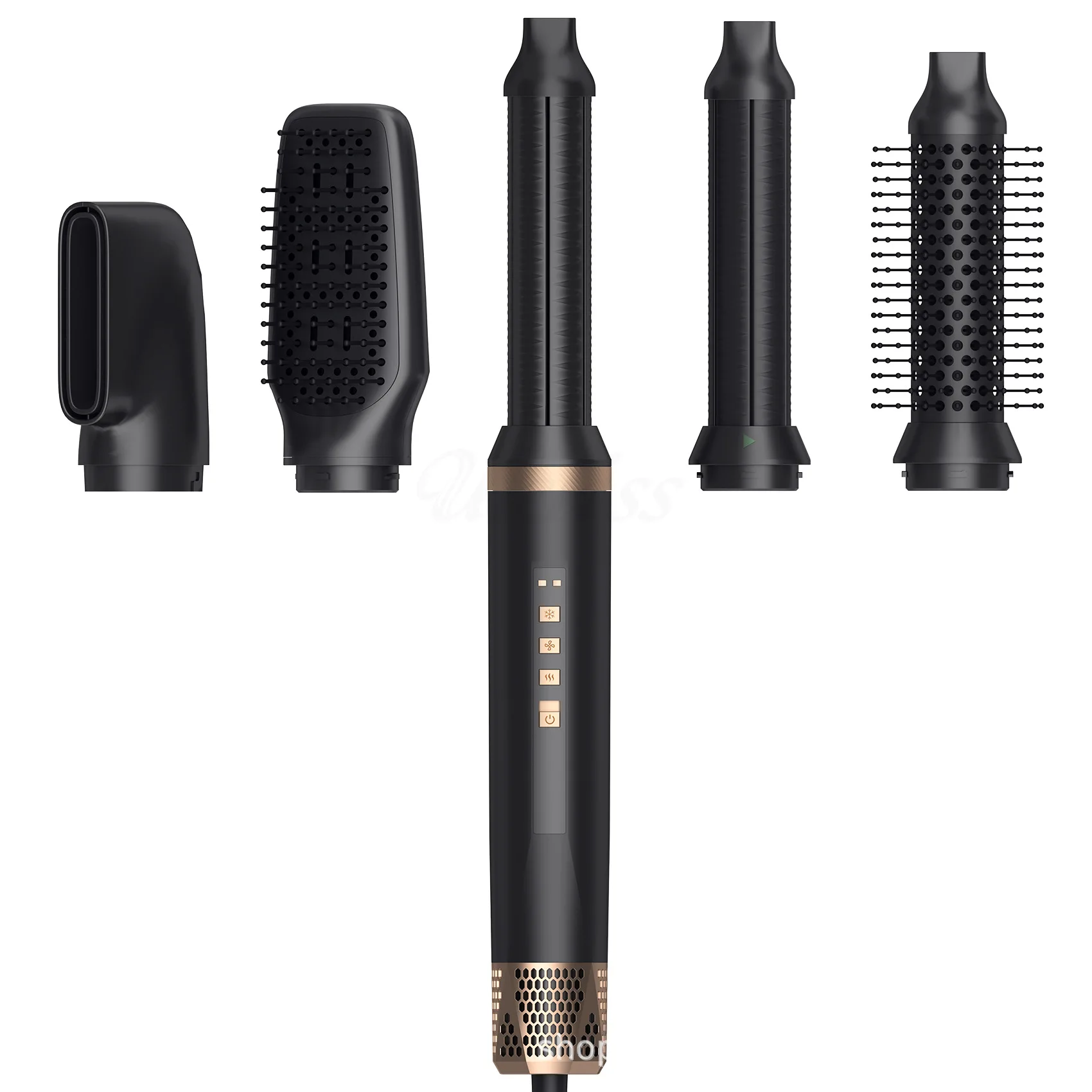 (preto E Dourado)penteador Multifuncional Com Vento Quente, Secador De Cabelo De Alta Velocidade Com Pressão Negativa