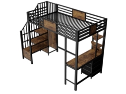 Cama alta metálica 90x200cm com guarda roupa DELCOND