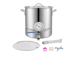 Panela De Brassagem 18,9 L Em Inox Com Fundo Triplo E Tampa Com Alças