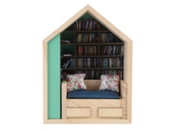 Prateleira em miniatura de Madeira com decoração de mesa