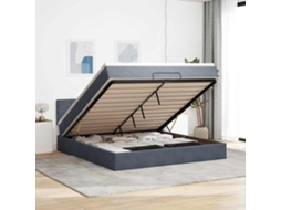 Vidaxl Estrutura De Cama Otomana Com Colchão 180x200cm Cinzento Escuro