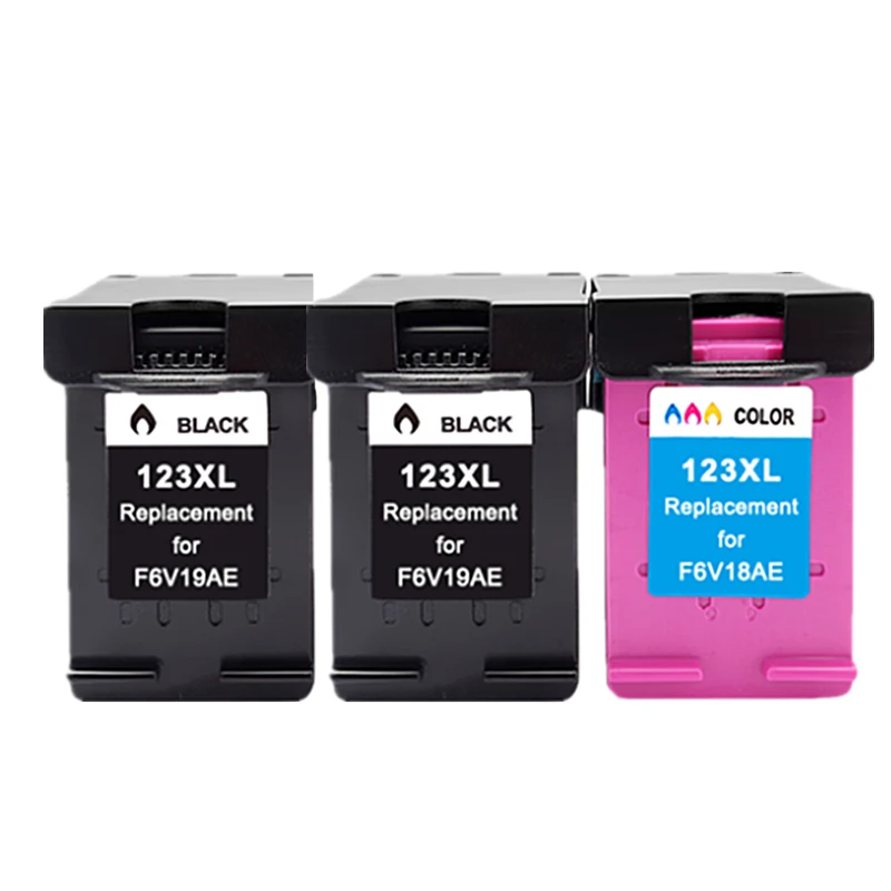 Cartucho de Tinta 2 Pretos e 1 Cores Nº 123xl para HP Deskjet 1110, 2130, 2132, 2133, 2134, 3630, 3632, Envy 4513 MDUG
