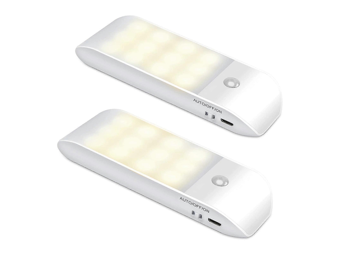 Conjunto De 2 Luminárias Noturnas Com Sensor De Movimento, 12 Leds, Recarregáveis​​ Via Usb, Para Parede, Armário, Quarto De Bebê, Luz Branca Quente