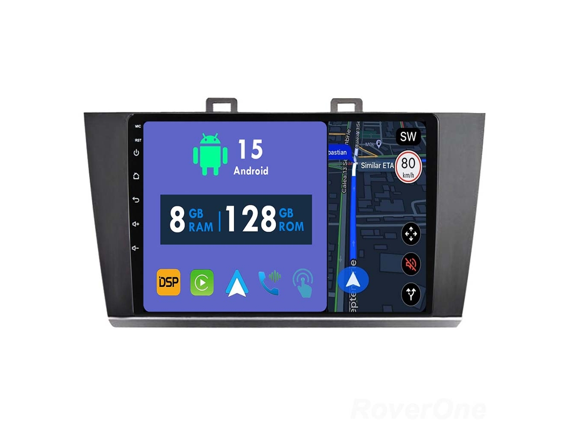 Auto Rádio Carro Bluetooth Autoradio 8GB RAM 128G ROM CarPlay Navegação GPS Ecrã Táctil RoverOne para Subaru Outback 5 2014-2018 Legacy 6 2014-2017