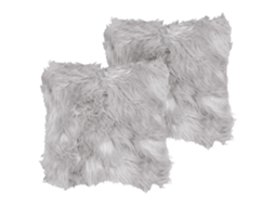 Conjunto De 2 Almofadas Decorativas Beliani Lubha De Pelo Sintético Cinzento Claro 45x45x7