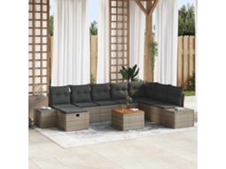 Vidaxl Conjunto De Sofá De Jardim 9 Pcs Cinzeto Rattan Sintético