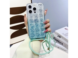 Correia Casa Para Iphone 15 Pro Pele Sintética Azul